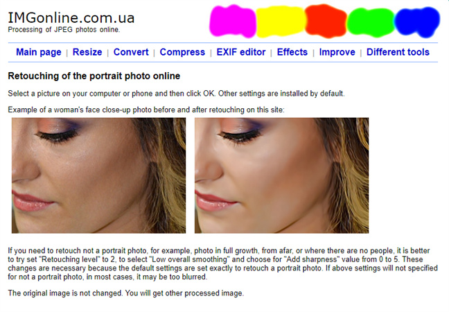 use imgonline to photo retouching online free